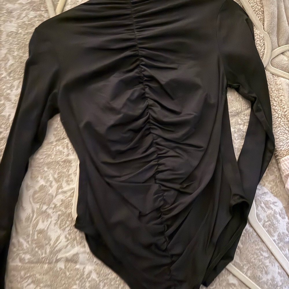 Elegant Black Ruched Women's Top